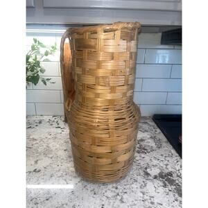 Rustic Tall Woven Wicker Bamboo Basket 17” - Twisted Handle